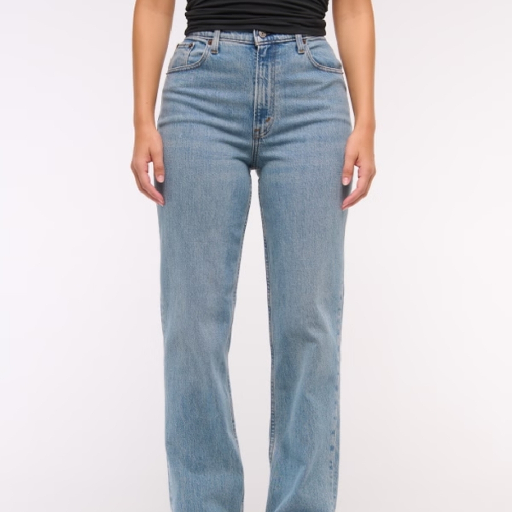 Classic High-Rise Straight Leg Jeans - Light Blue